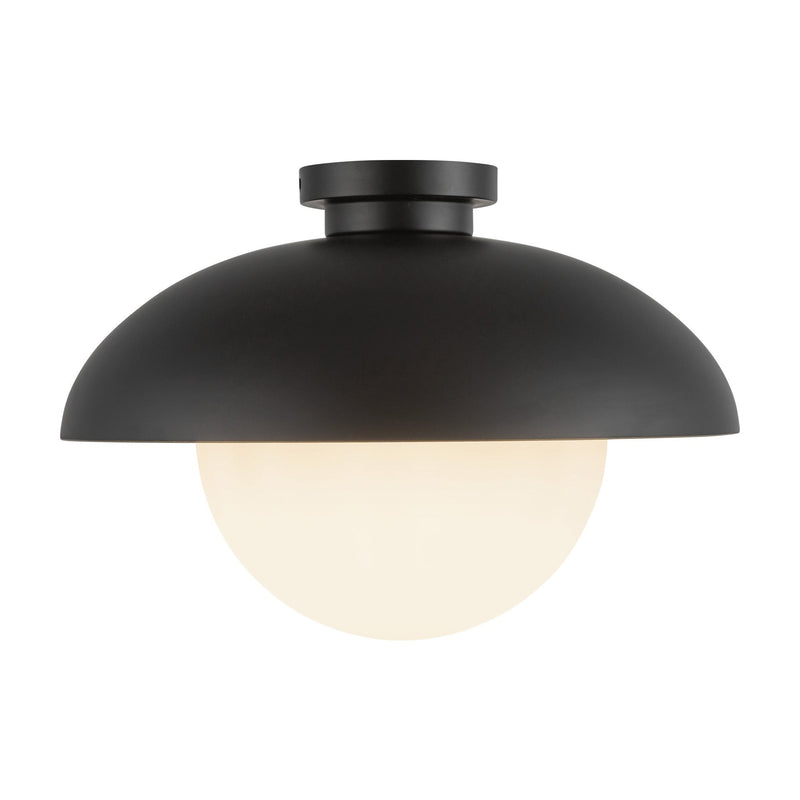 Rubio 16" Semi-Flush Mount in Matte Black/Opal Matte Glass