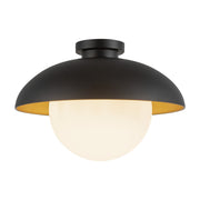 Rubio 16" Semi-Flush Mount in Matte Black/Opal Matte Glass