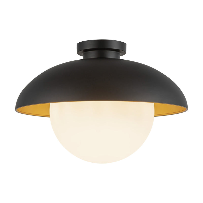 Rubio 16" Semi-Flush Mount in Matte Black/Opal Matte Glass