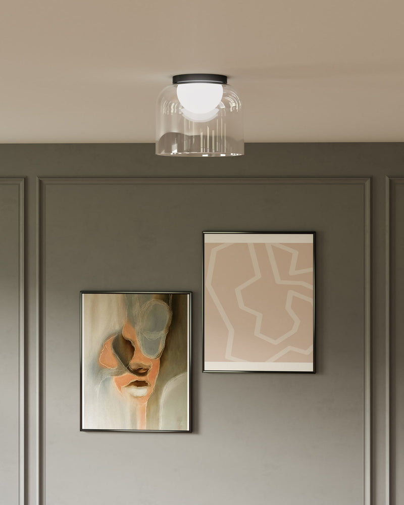 Cedar 8" Flush Mount in Brushed Gold/Clear