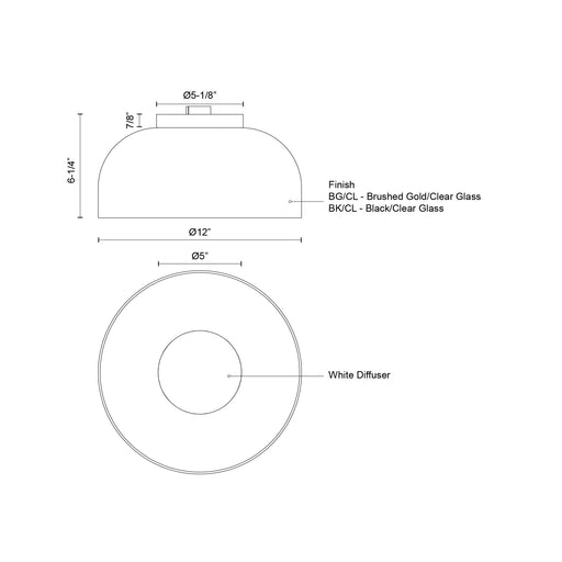 Cedar 12" Flush Mount in Brushed Gold/Clear
