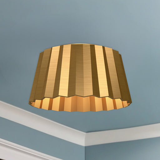 Plisse 14" 2-Light Flush Mount in Aged Gold