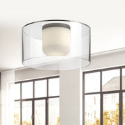 Birch 12" Flush Mount in Black/Clear