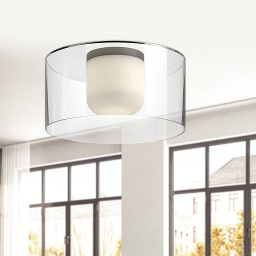 Birch 12" Flush Mount in Black/Clear