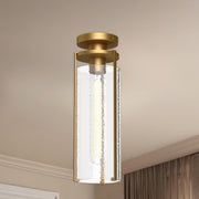 Belmont 5" Semi-Flush Mount in Aged Gold/Clear Water Glass