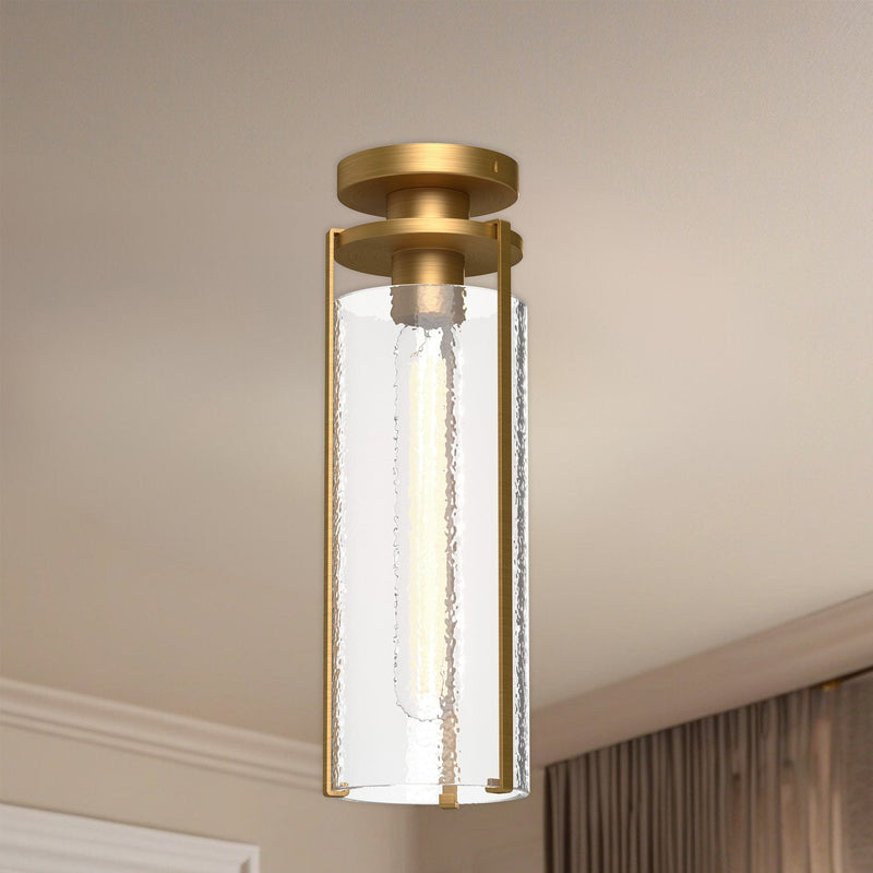 Belmont 5" Semi-Flush Mount in Aged Gold/Clear Water Glass