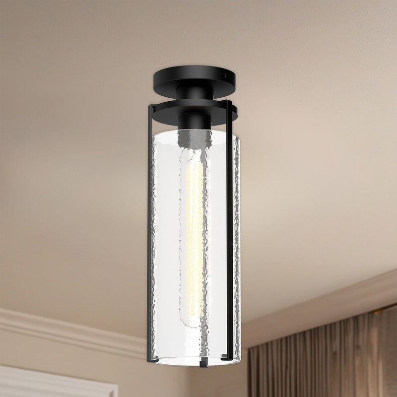 Belmont 5" Semi-Flush Mount in Clear Water Glass/Matte Black