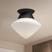 Nora 8" Flush Mount in Matte Black/Opal Matte Glass