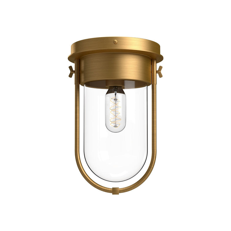Cyrus 8" Flush Mount in Aged Gold/Clear Glass