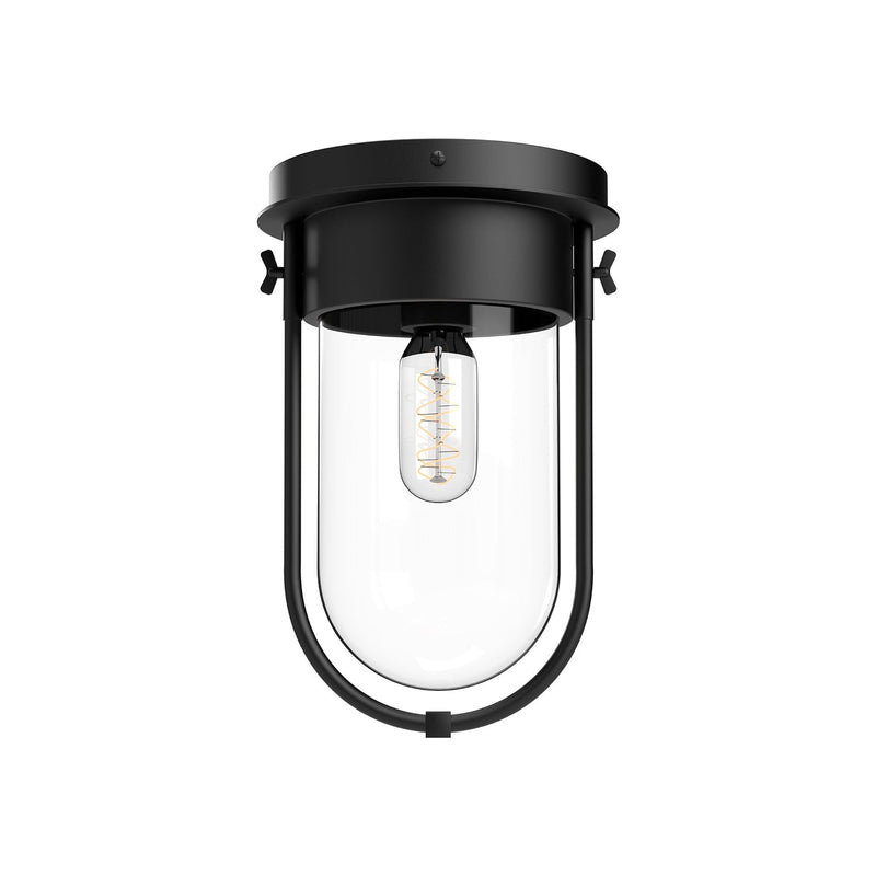 Cyrus 8" Flush Mount in Clear Glass/Matte Black