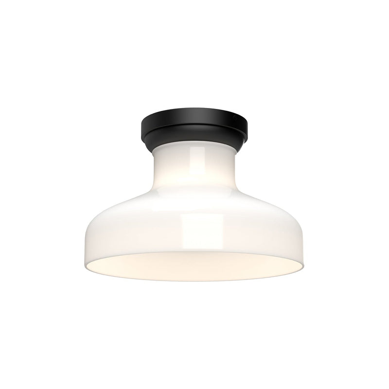 Westlake 11" Flush Mount in Glossy Opal Glass/Matte Black