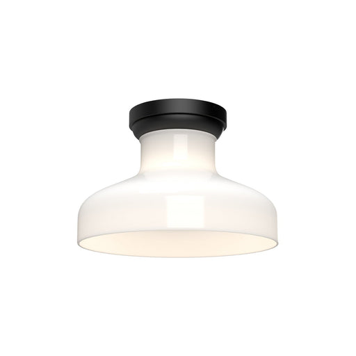 Westlake 11" Flush Mount in Glossy Opal Glass/Matte Black
