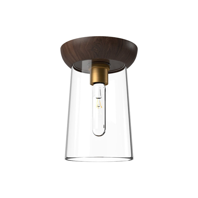 Emil 7" Flush Mount in Aged Gold/Walnut
