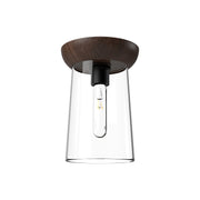 Emil 7" Flush Mount in Matte Black/Walnut
