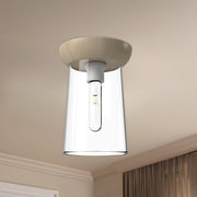 Emil 7" Flush Mount in White/White Oak
