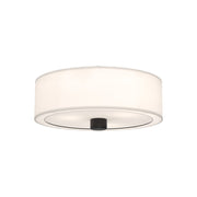 Theo 24" 3-Light Flush Mount in Matte Black/White Linen