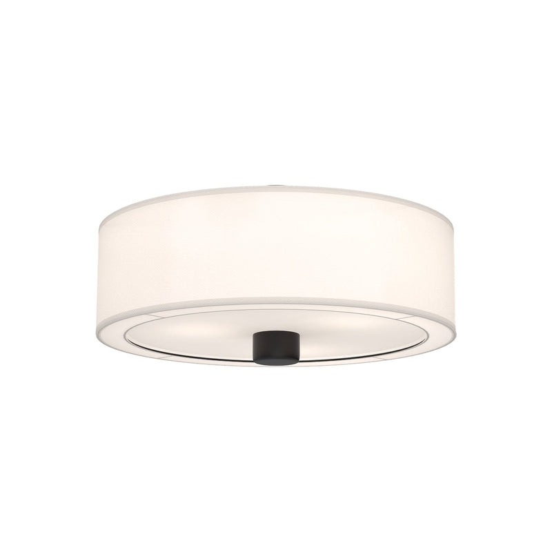 Theo 24" 3-Light Flush Mount in Matte Black/White Linen