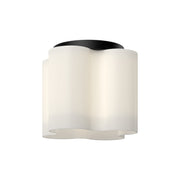 Clover 9" Flush Mount in Black/Opal Glass