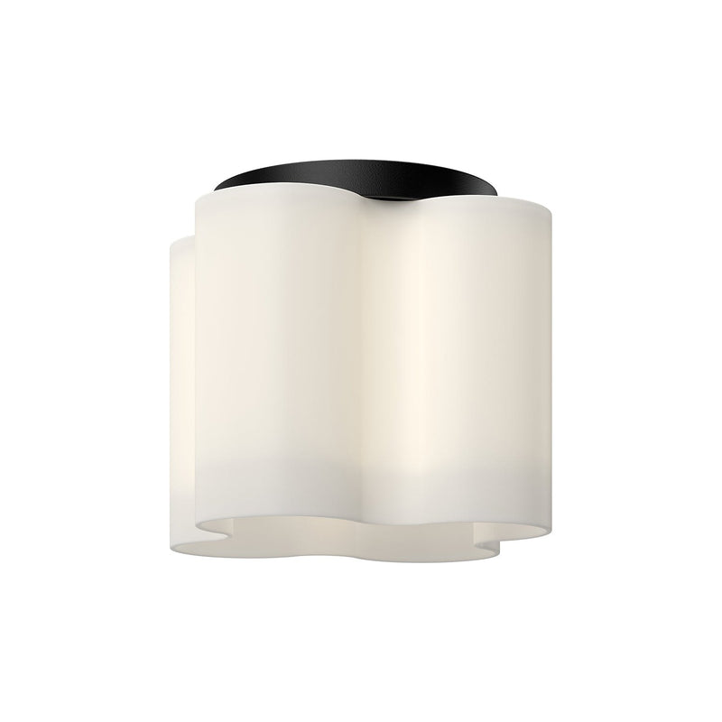 Clover 9" Flush Mount in Black/Opal Glass