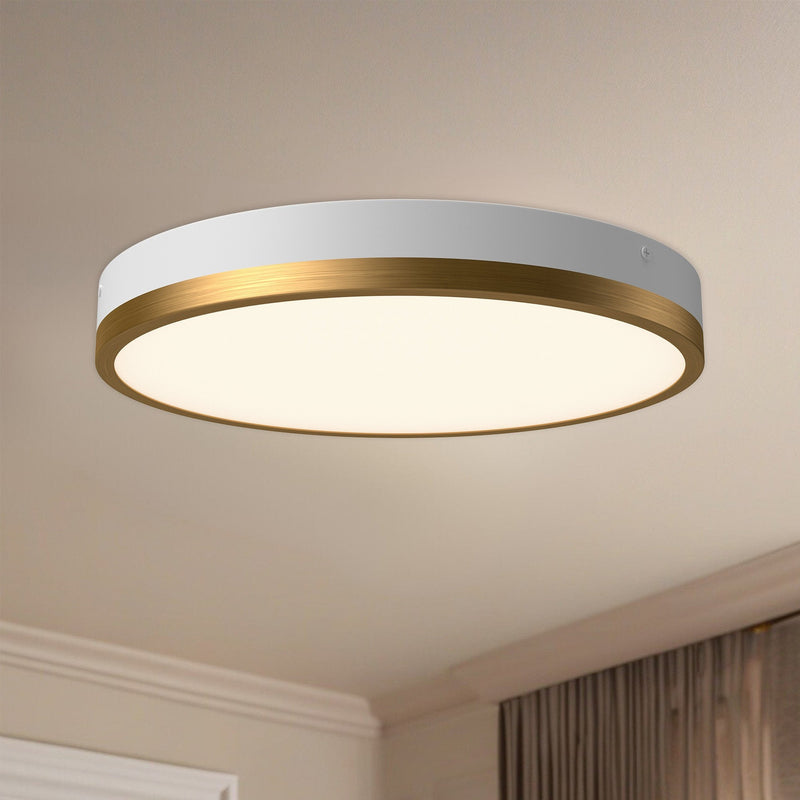 Adelaide 15" LED Flush Mount in Aged Gold/White
