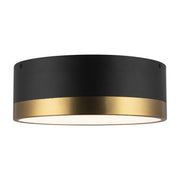 Brisbane 12" 2-Light Flush Mount in Aged Gold/Matte Black