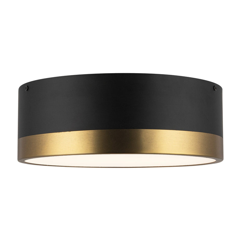 Brisbane 12" 2-Light Flush Mount in Aged Gold/Matte Black