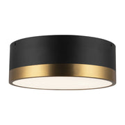 Brisbane 12" 2-Light Flush Mount in Aged Gold/Matte Black