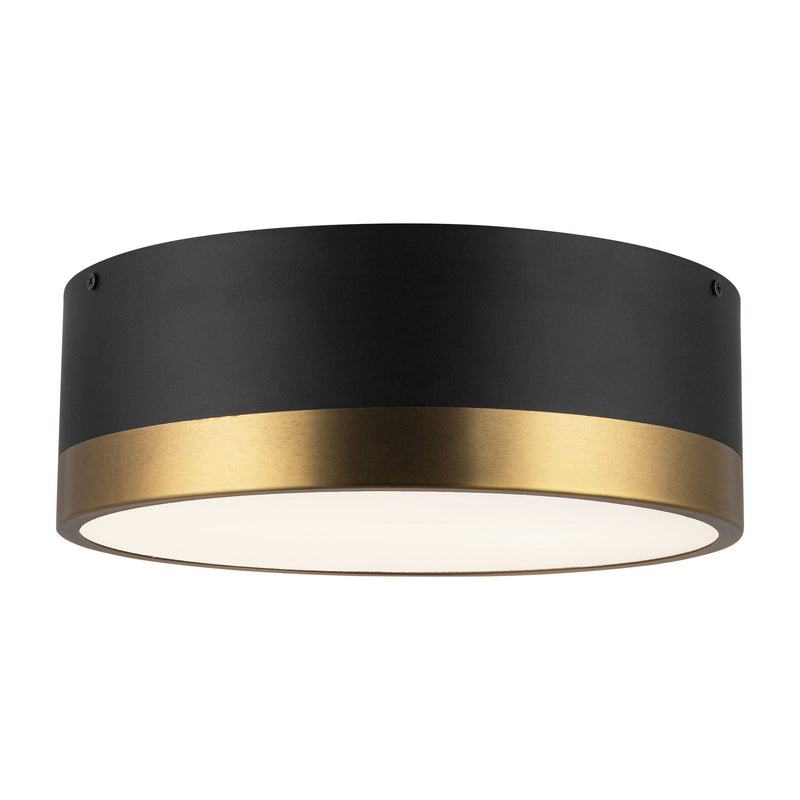 Brisbane 12" 2-Light Flush Mount in Aged Gold/Matte Black