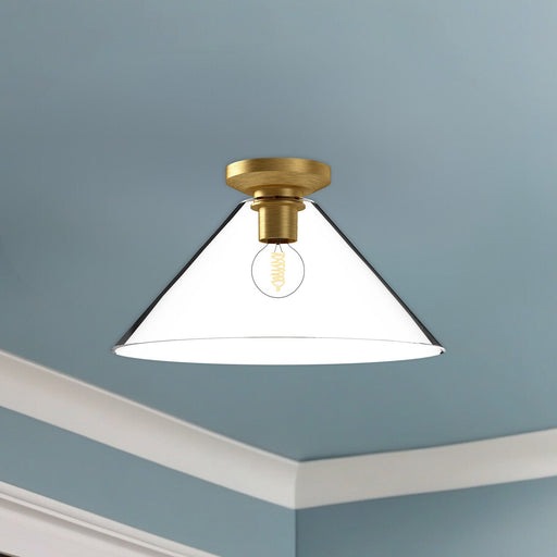 Salem 14" Flush Mount in Brushed Gold/Clear Glass