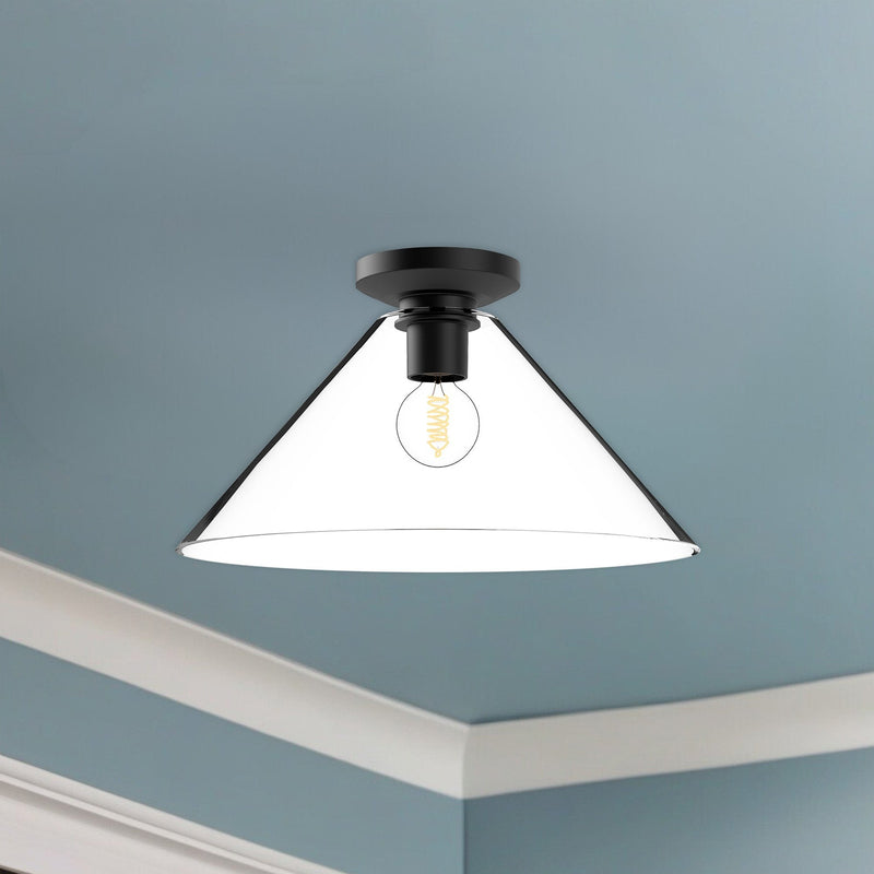 Salem 14" Flush Mount in Clear Glass/Matte Black