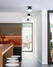 Monae 6" Flush Mount in Black/Opal Glass