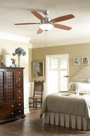 Aire Deluxe 52" Ceiling Fan with LED Light in Brushed Nickel / Cherry/Dark Walnut Blades