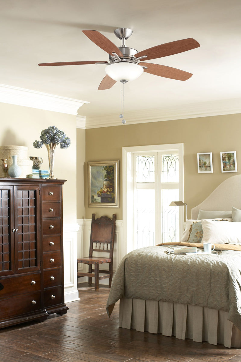 Aire Deluxe 52" Ceiling Fan with LED Light in Brushed Nickel / Cherry/Dark Walnut Blades