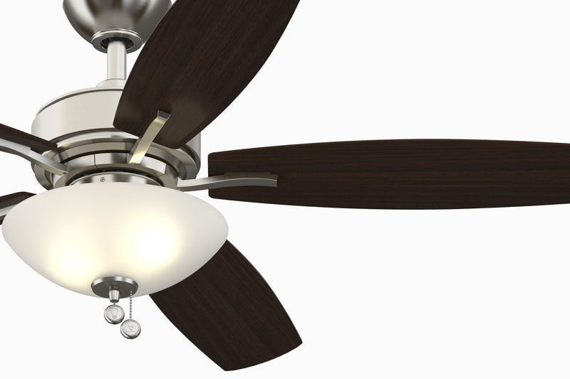 Aire Deluxe 52" Ceiling Fan with LED Light in Brushed Nickel / Cherry/Dark Walnut Blades