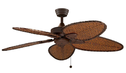 Windpointe 52" Damp Rated Ceiling Fan in Rust / Narrow Oval Antique Bamboo Blades