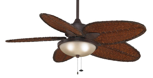Windpointe 52" Damp Rated Ceiling Fan in Rust / Narrow Oval Antique Bamboo Blades