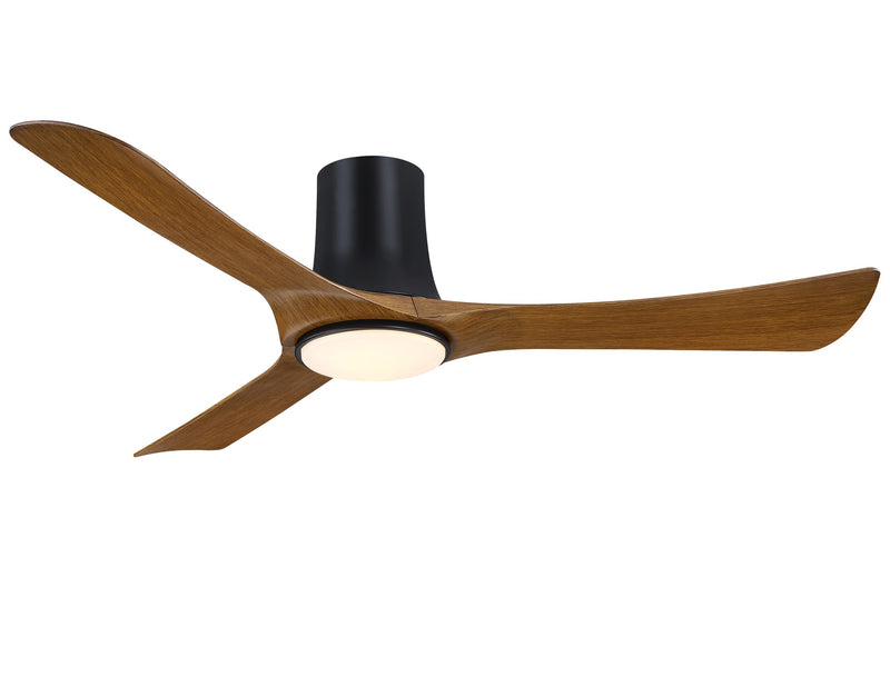 Corke 52" Hugger Ceiling Fan with LED Light in Black / Koa Blades