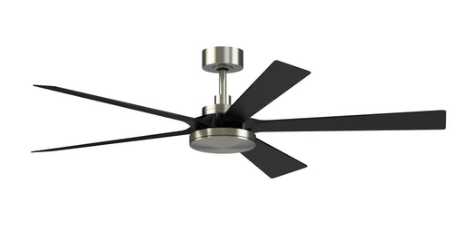TorchAire 64" Ceiling Fan with LED Light in Brushed Nickel / Black Blades