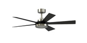 TorchAire 52" Ceiling Fan with LED Light in Brushed Nickel / Black Blades