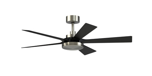 TorchAire 52" Ceiling Fan with LED Light in Brushed Nickel / Black Blades