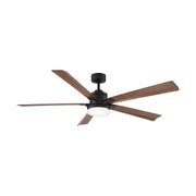 Radiant 64" Outdoor Ceiling Fan with Light in Matte Black / Distressed Koa
