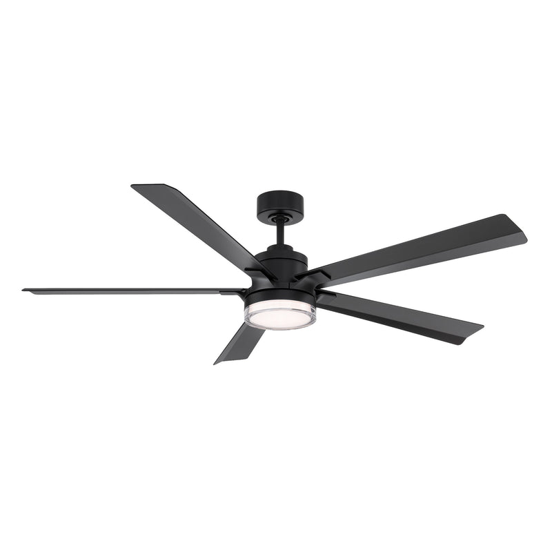 Radiant 64" Outdoor Ceiling Fan with Light in Matte Black