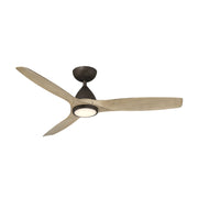 Skylark 54" Outdoor Ceiling Fan with Light in Bronze / White Oak