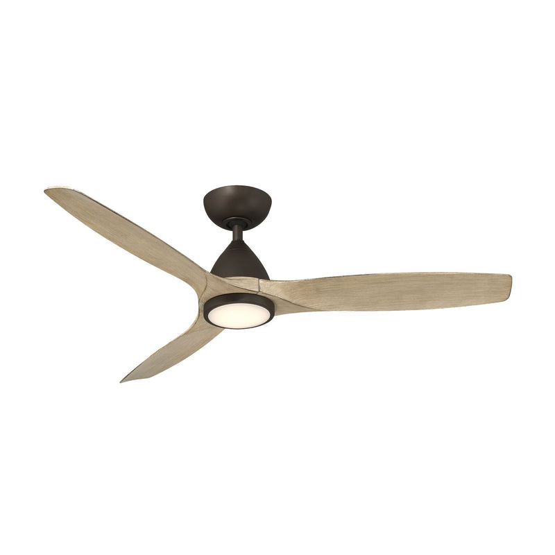 Skylark 54" Outdoor Ceiling Fan with Light in Bronze / White Oak