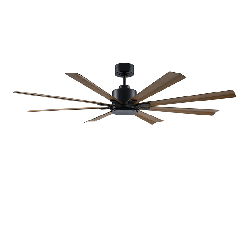 Size Matters 65" Outdoor Ceiling Fan in Matte Black / Distressed Koa