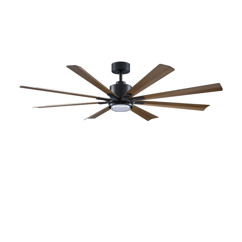 Size Matters 65" Outdoor Ceiling Fan in Matte Black / Distressed Koa
