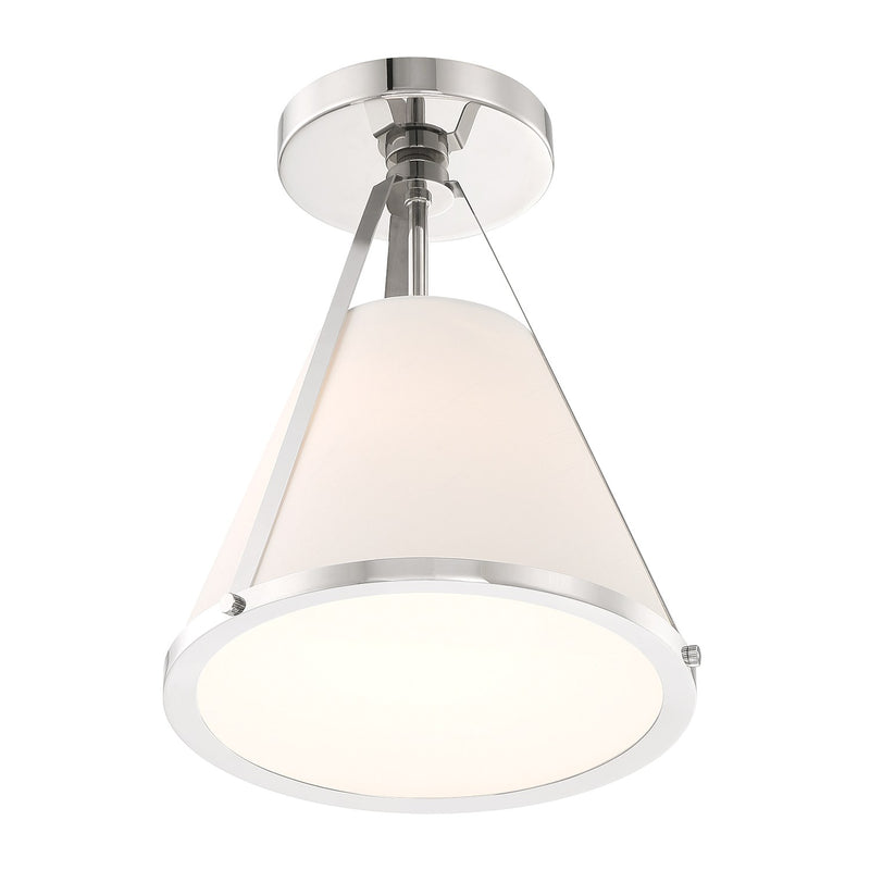 Fulton 1 Light 9.25" Semi Flush Mount in Polished Nickel