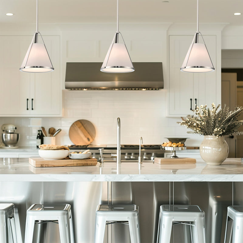 Fulton 1 Light 9.25" Pendant in Polished Nickel in a room setting