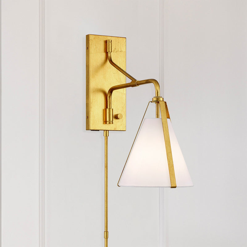 Fulton 1 Light 8" Task Sconce in Antique Gold in a room setting