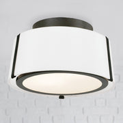 Fulton 2 Light 12" Semi Flush Mount in Black in a room setting